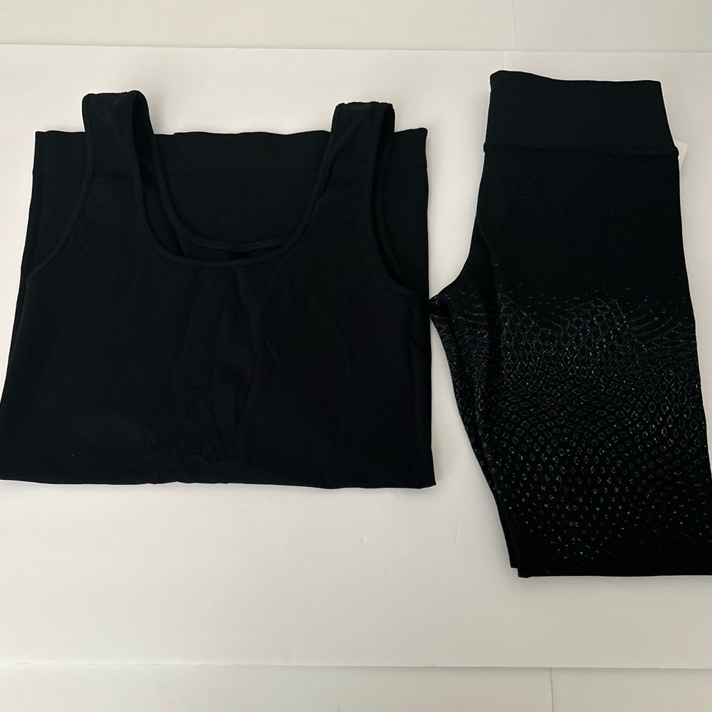 Spiritual Gangster Bundle Black Seamless Tank Top and Black Nylon Yoga Pants XS